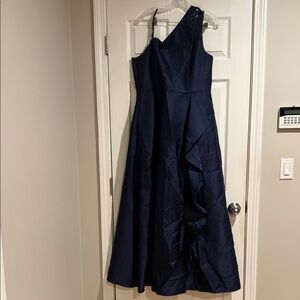 Adrianna Papell Midnight Blue One-Shoulder Gown